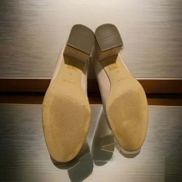 J.Crew women's leather block heel pumps in a beige and black colorblock Sz 10 - Picture 2 of 6